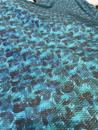 Premium Sea Green Abstract Mix - Cotton Dobby Print Shirt Fabric – 36” Width for Fine Stitching - Poshak Fabrics