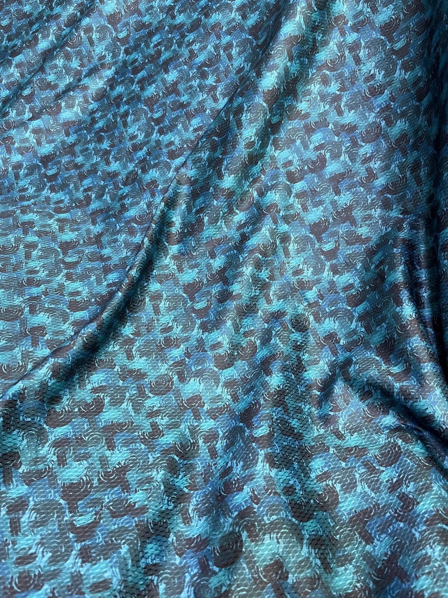 Premium Sea Green Abstract Mix - Cotton Dobby Print Shirt Fabric – 36” Width for Fine Stitching - Poshak Fabrics