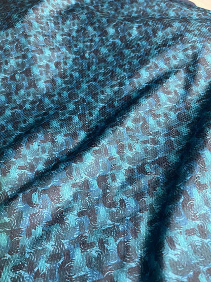 Premium Sea Green Abstract Mix - Cotton Dobby Print Shirt Fabric – 36” Width for Fine Stitching - Poshak Fabrics
