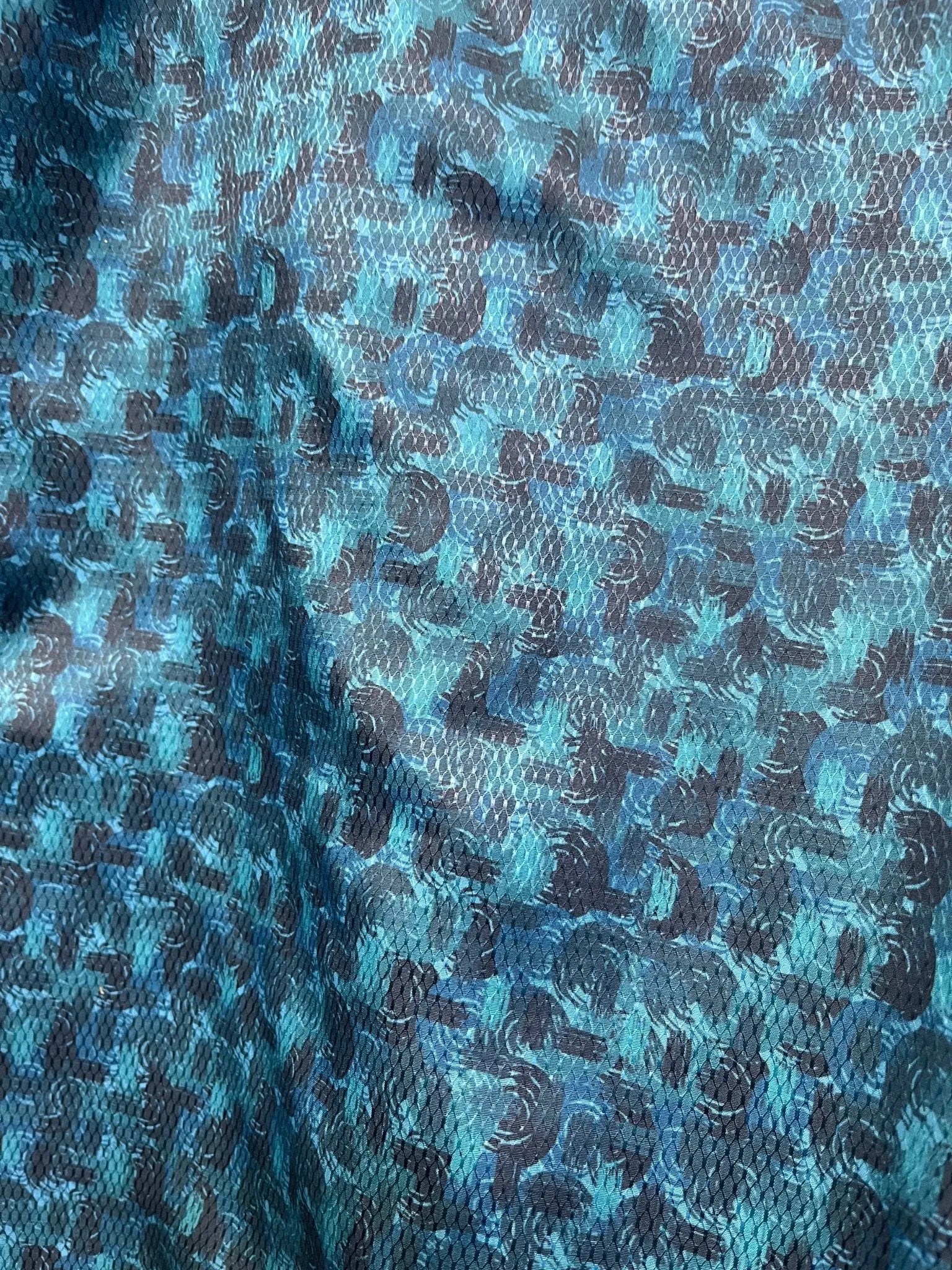 Premium Sea Green Abstract Mix - Cotton Dobby Print Shirt Fabric – 36” Width for Fine Stitching - Poshak Fabrics