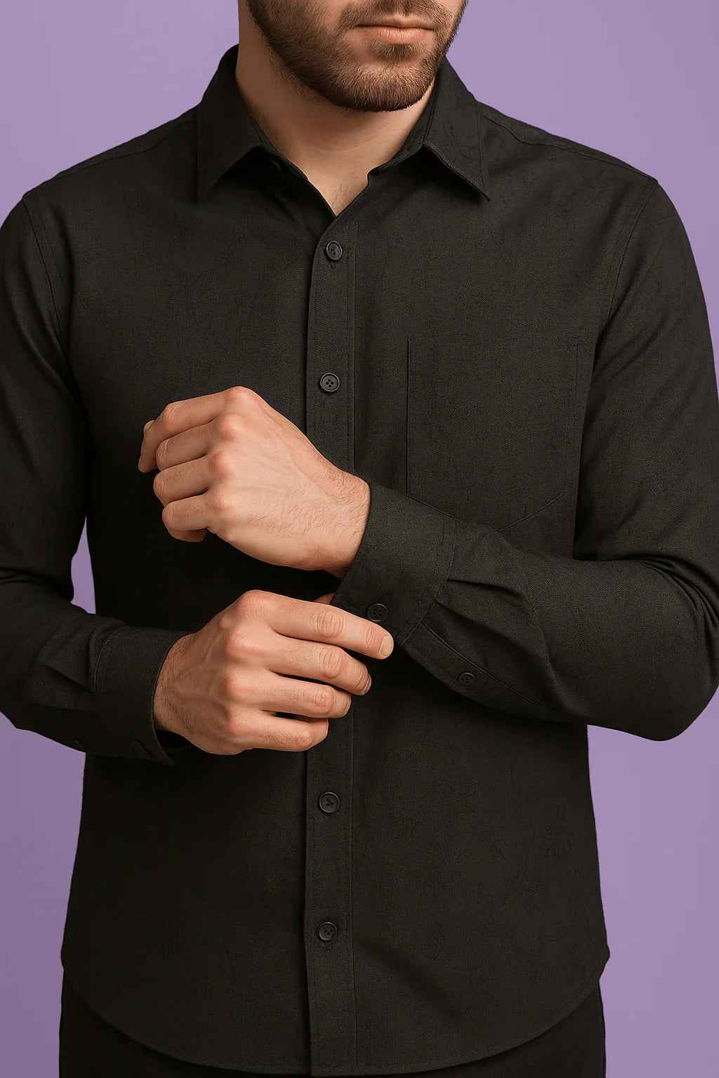 Premium Wrinkle-Free Black Jacquard Floral Fabric | 58" Wide | Ideal for Shirts & Kurtas