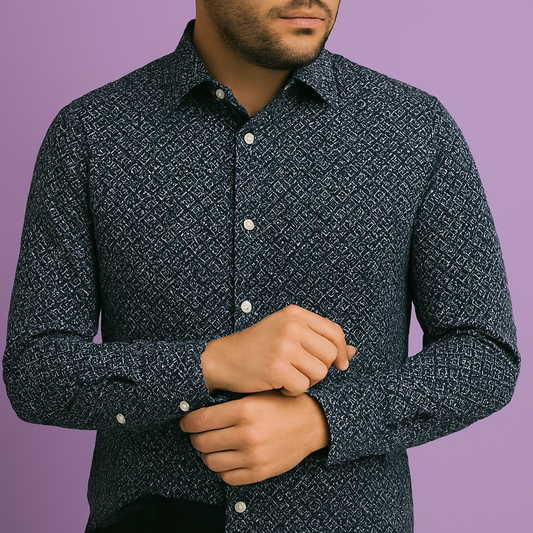 Premium Sea Green Geometric Digital Print Mix-Cotton Fabric – 36” Width, Perfect for Custom Shirts