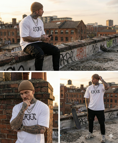 SABR Arabic Calligraphy Oversize Tee – SPRY by Poshak Men’s 220 GSM DTF White T-Shirt