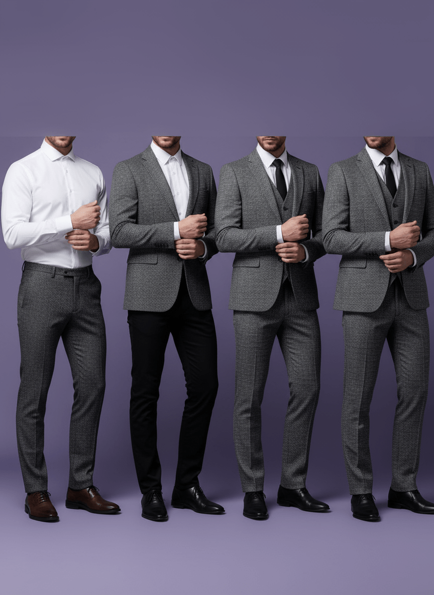 Sambodhi Cactus Dark Grey Linen Feel Checkered Suiting Fabric (58” Wide) – Premium Comfort for Trousers & Suits - Poshak Fabrics