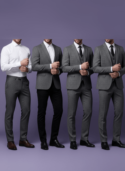 Sambodhi Cactus Dark Grey Linen Feel Checkered Suiting Fabric (58” Wide) – Premium Comfort for Trousers & Suits - Poshak Fabrics