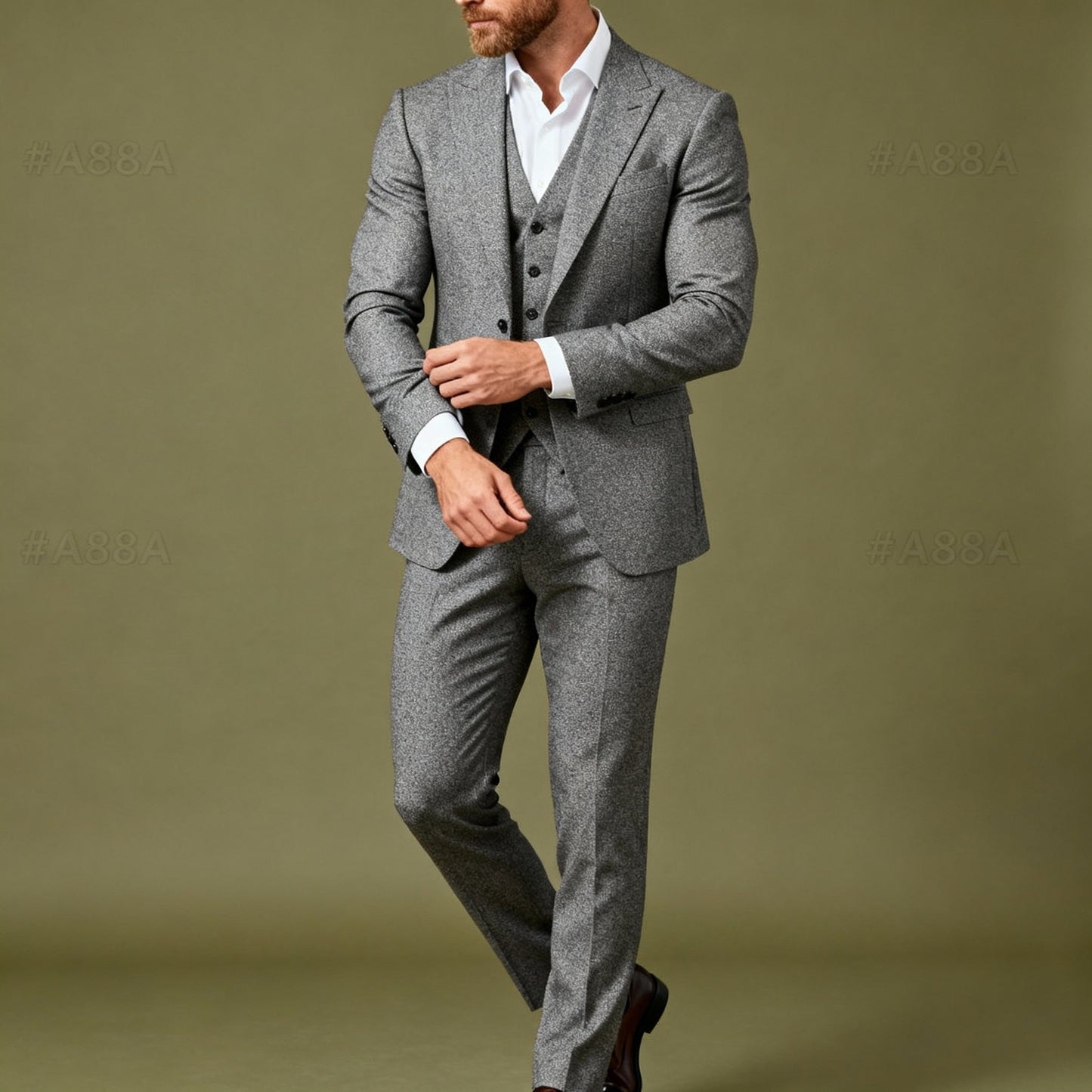 Sambodhi Fusion Dark Grey Small Textured Suiting Fabric (58” Wide) – Premium Tailoring Comfort for Trousers & Suits - Poshak Fabrics