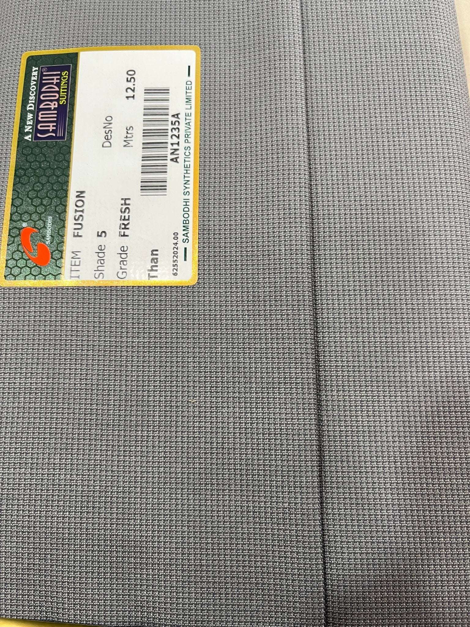 Sambodhi Fusion Dark Grey Small Textured Suiting Fabric (58” Wide) – Premium Tailoring Comfort for Trousers & Suits - Poshak Fabrics