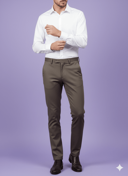 Sambodhi Orion TR Stretchable Premium Medium Brown Trouser Fabric – 58" Soft, Breathable & Durable for Perfectly Tailored Trousers - Poshak Fabrics