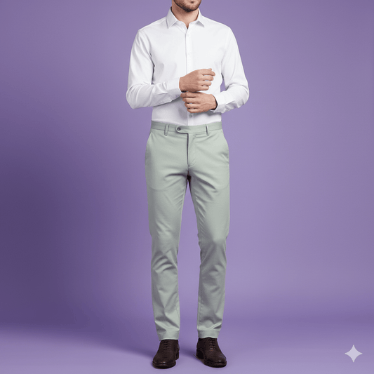 Sambodhi Orion TR Stretchable Premium Pale Sage - Grey Trouser Fabric – 58" Soft, Breathable & Durable for Perfectly Tailored Trousers - Poshak Fabrics