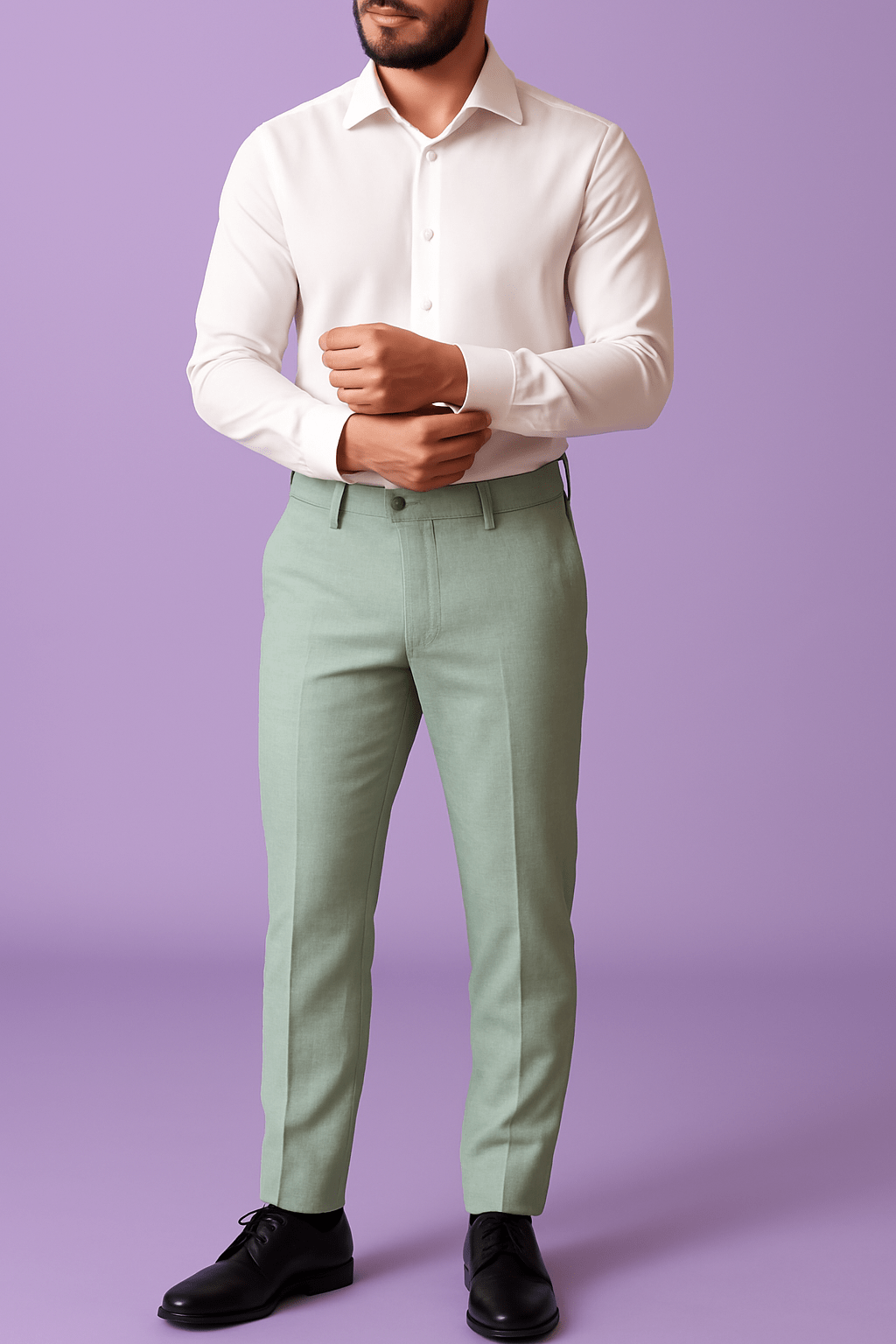 Sambodhi Premium Light Green Checked Suiting Fabric – Ultra - Light, Soft & Breathable (58" Wide) - Poshak Fabrics