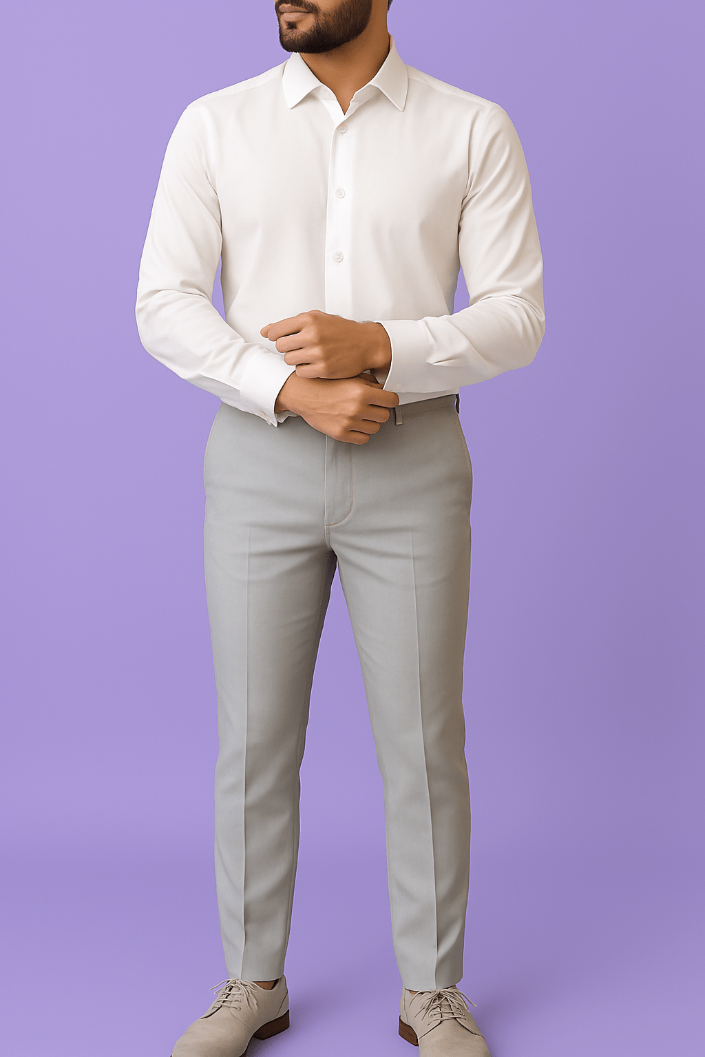 Sambodhi Premium Light Grey Suiting Fabric – Ultra - Soft, Lightweight & Breathable (58" Wide) - Poshak Fabrics