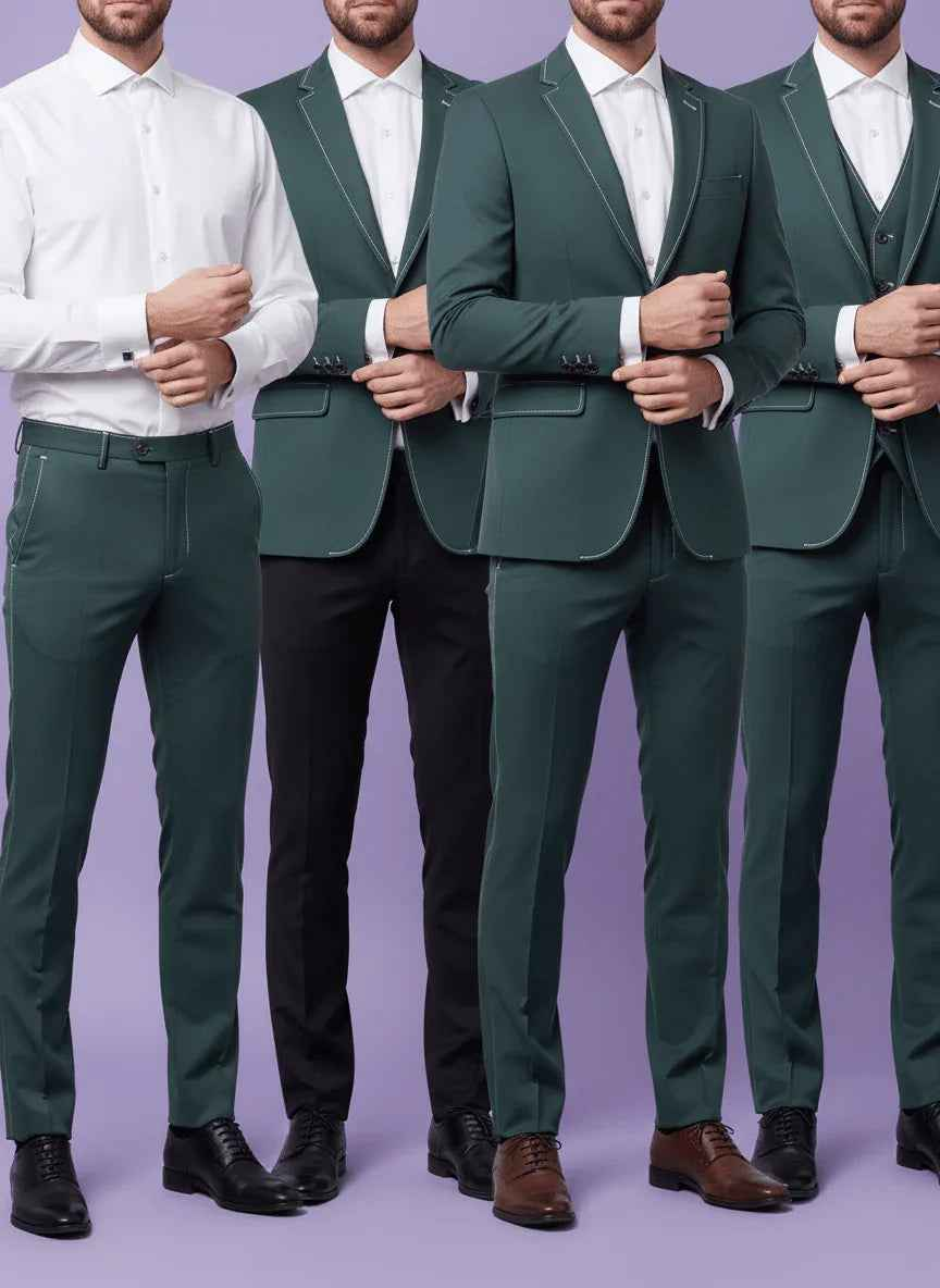 Sambodhi Raja Sahab Premium Dark Green Suiting Fabric – Luxury Soft, Lustrous Feel for Impeccably Tailored Formalwear