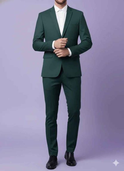 Sambodhi Raja Sahab Premium Dark Green Suiting Fabric – Luxury Soft, Lustrous Feel for Impeccably Tailored Formalwear