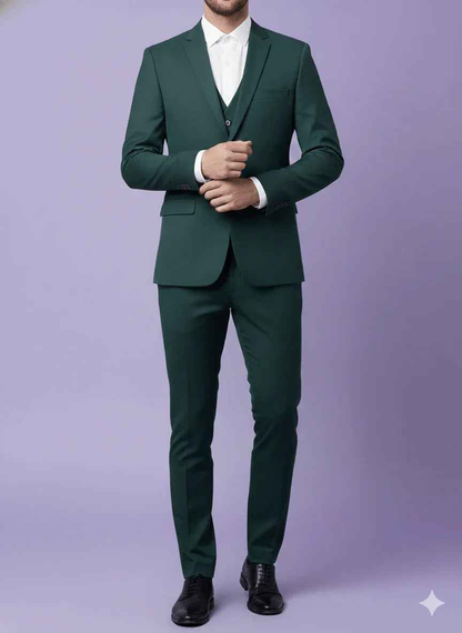 Sambodhi Raja Sahab Premium Dark Green Suiting Fabric – Luxury Soft, Lustrous Feel for Impeccably Tailored Formalwear