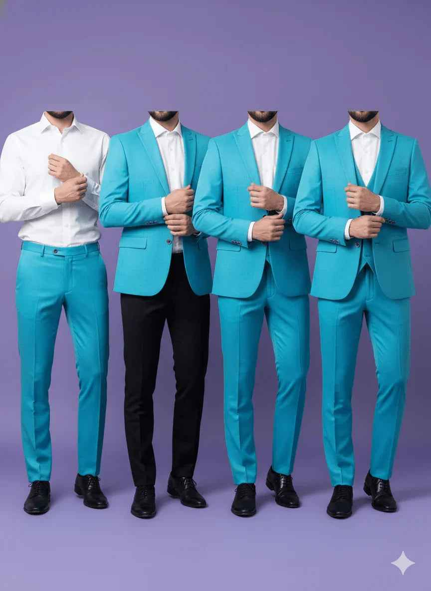 Sambodhi Raja Sahab Premium Firozi Blue Suiting Fabric – Luxury Soft, Lustrous Feel for Impeccably Tailored Formalwear