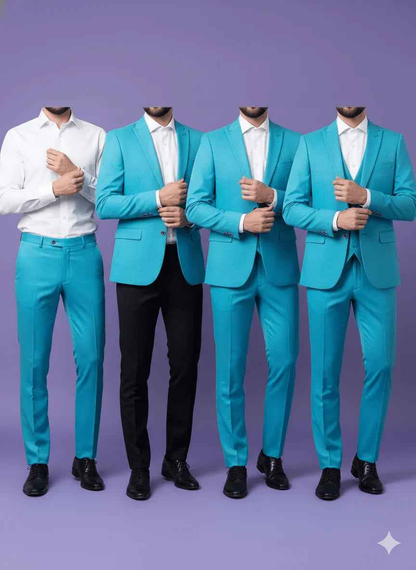 Sambodhi Raja Sahab Premium Firozi Blue Suiting Fabric – Luxury Soft, Lustrous Feel for Impeccably Tailored Formalwear