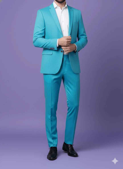 Sambodhi Raja Sahab Premium Firozi Blue Suiting Fabric – Luxury Soft, Lustrous Feel for Impeccably Tailored Formalwear