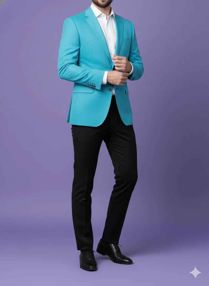 Sambodhi Raja Sahab Premium Firozi Blue Suiting Fabric – Luxury Soft, Lustrous Feel for Impeccably Tailored Formalwear