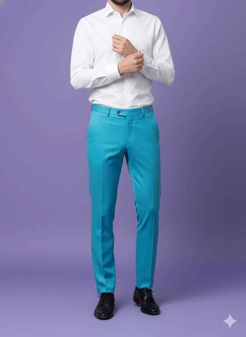 Sambodhi Raja Sahab Premium Firozi Blue Suiting Fabric – Luxury Soft, Lustrous Feel for Impeccably Tailored Formalwear