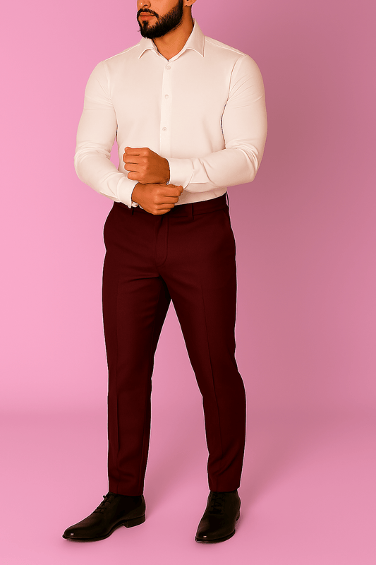 Sambodhi Raja Sahab Premium Maroon Trouser Fabric – Semi - Thick, Breathable & Lightweight (58" Wide) - Poshak Fabrics