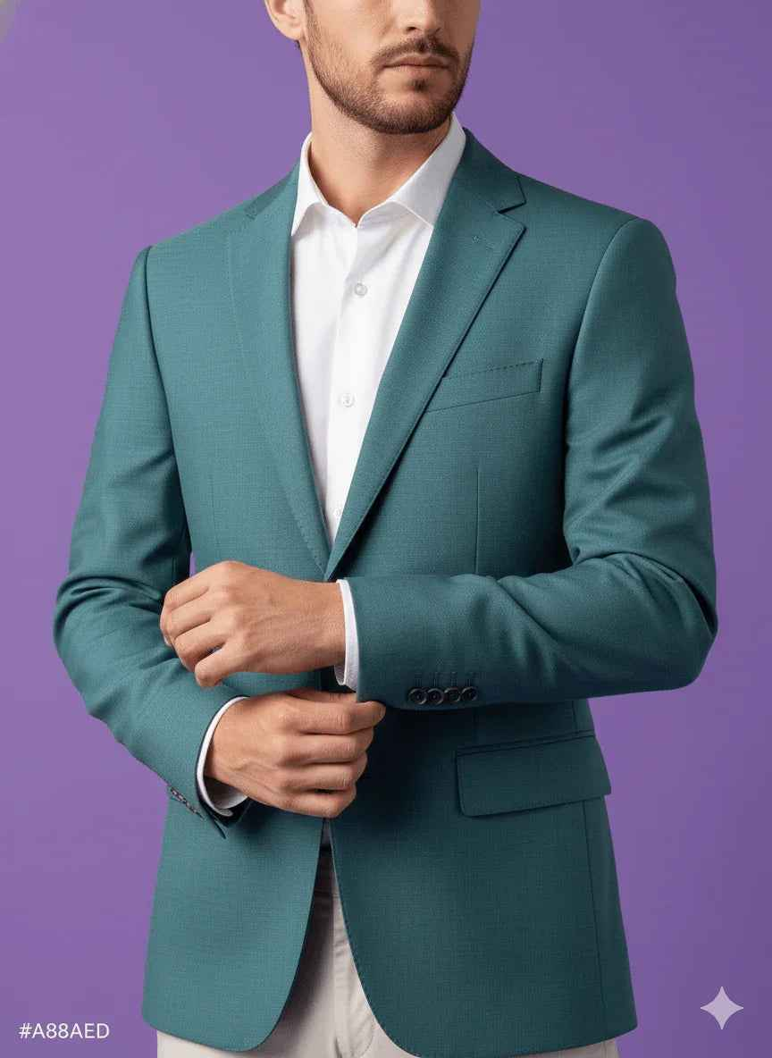 Sambodhi Raja Sahab Premium Teal Green Suiting Fabric – Luxury Soft, Lustrous Feel for Impeccably Tailored Formalwear