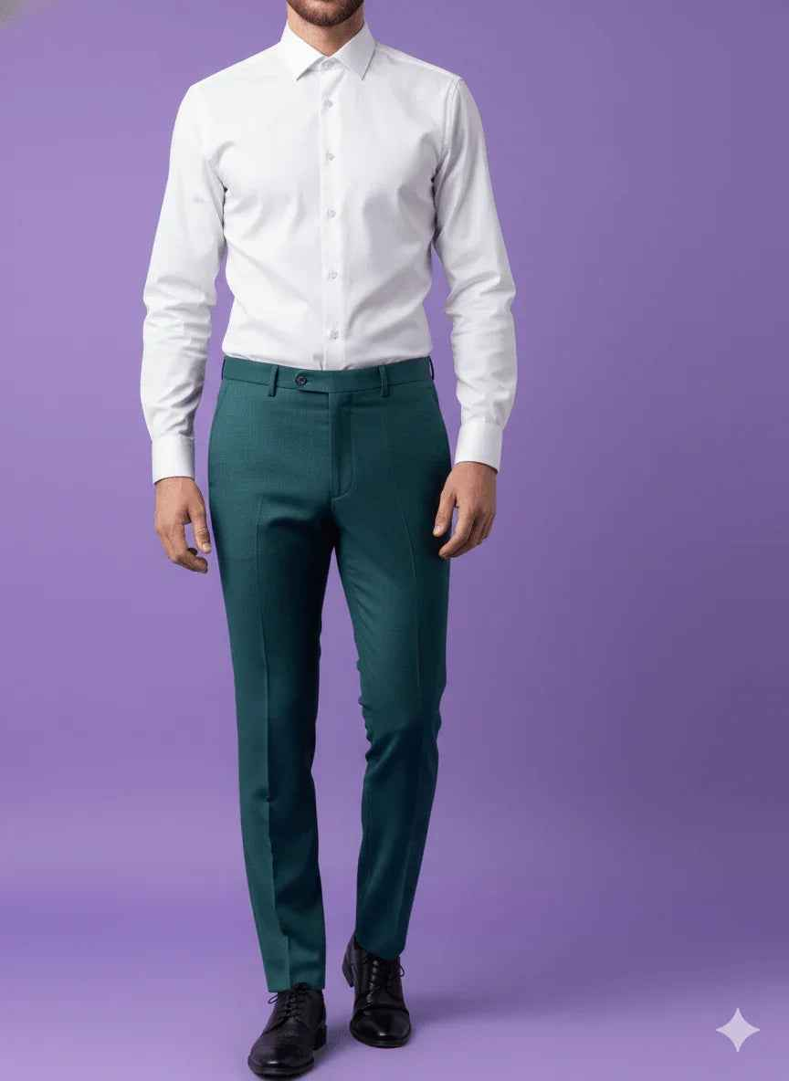 Sambodhi Raja Sahab Premium Teal Green Suiting Fabric – Luxury Soft, Lustrous Feel for Impeccably Tailored Formalwear