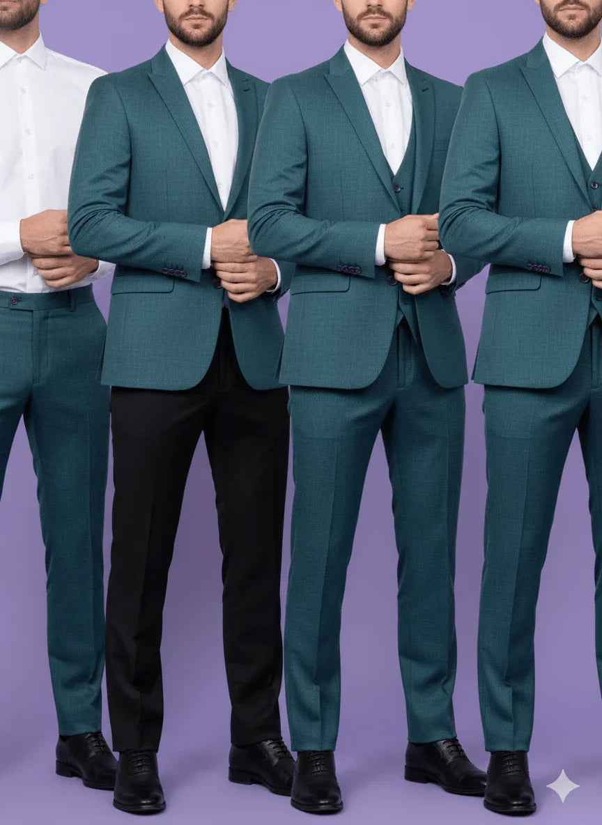 Sambodhi Raja Sahab Premium Teal Green Suiting Fabric – Luxury Soft, Lustrous Feel for Impeccably Tailored Formalwear