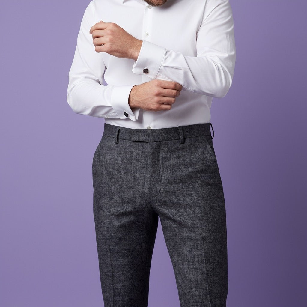 Sambodhi Scorpio Linen Feel Checkered Dark Grey Suiting Fabric (58” Wide) – Tailored Versatility with Linen - Inspired Elegance - Poshak Fabrics