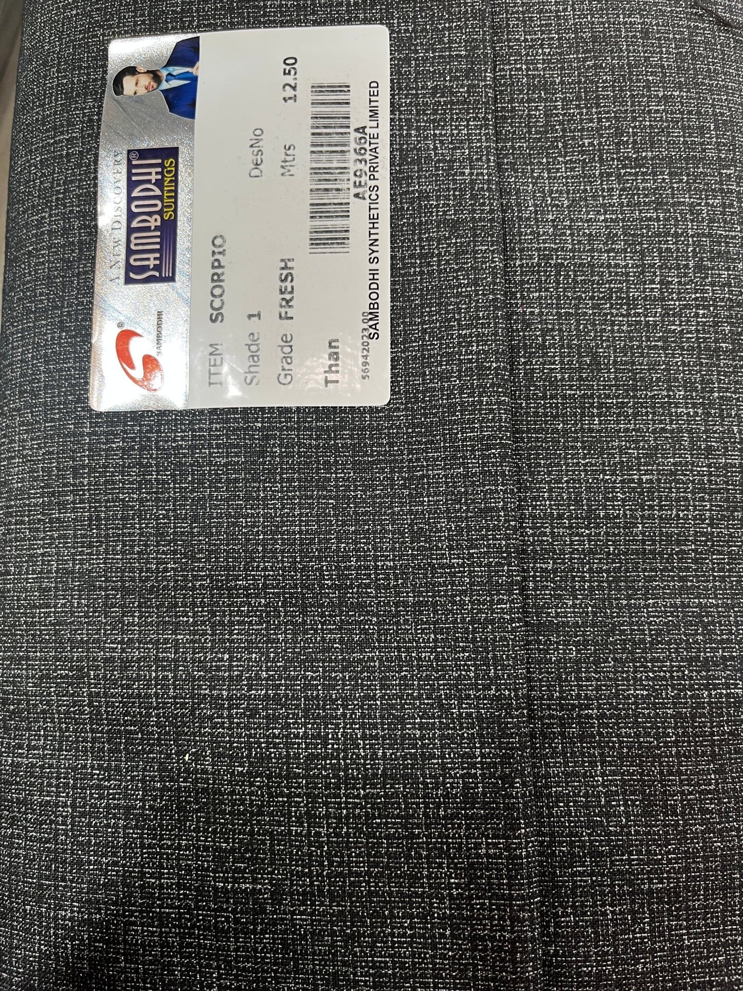 Sambodhi Scorpio Linen Feel Checkered Dark Grey Suiting Fabric (58” Wide) – Tailored Versatility with Linen - Inspired Elegance - Poshak Fabrics