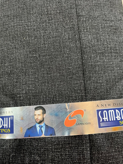 Sambodhi Scorpio Linen Feel Checkered Dark Grey Suiting Fabric (58” Wide) – Tailored Versatility with Linen - Inspired Elegance - Poshak Fabrics