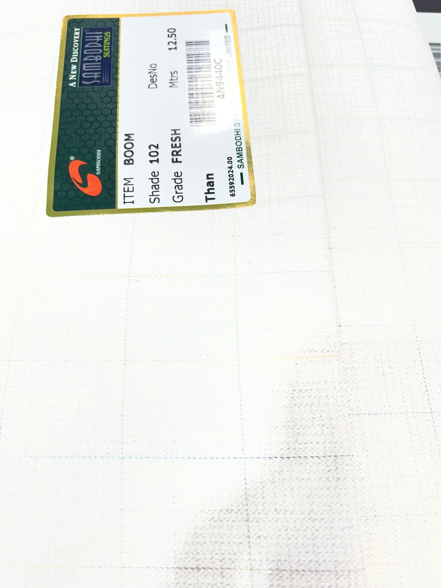 Sharpy Lycra Cream Checkered Suiting Fabric (58” Wide) – Premium Comfort for Trousers & Suits - Poshak Fabrics