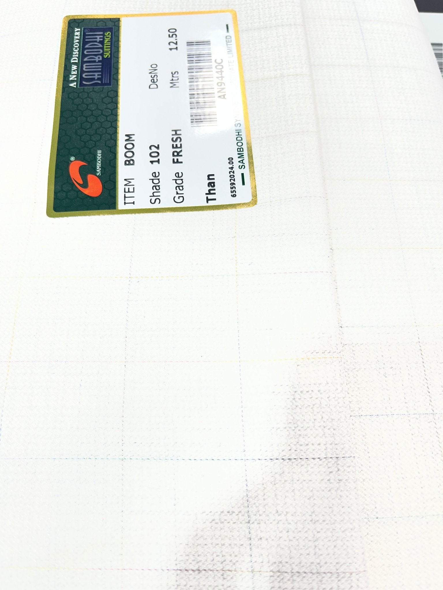 Sharpy Lycra Cream Checkered Suiting Fabric (58” Wide) – Premium Comfort for Trousers & Suits - Poshak Fabrics