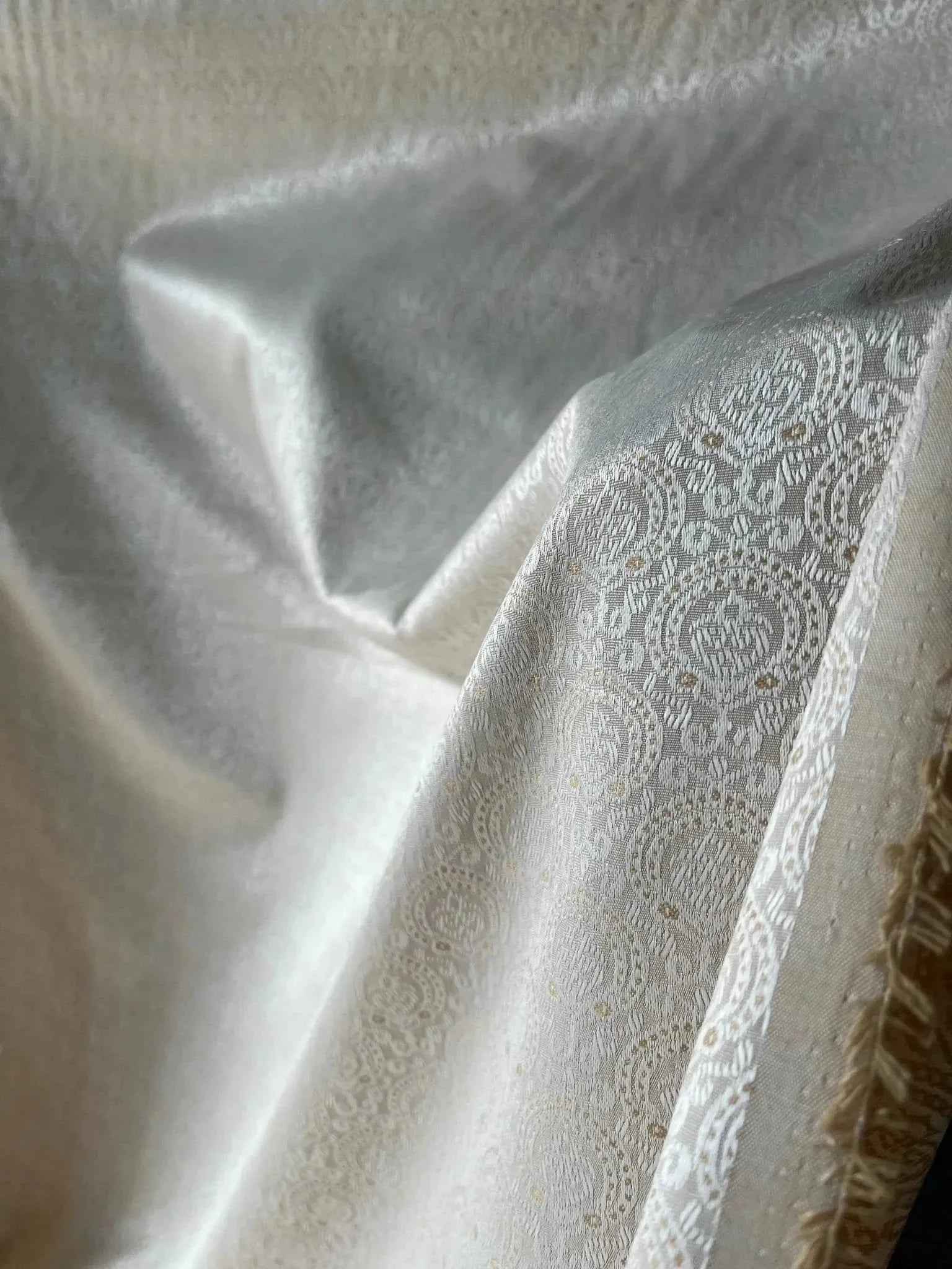 Shiny Synthetic-Mix Partywear Fabric – 36" Width – Available in Sky Blue, Pink, Peach, Light Green & Beige