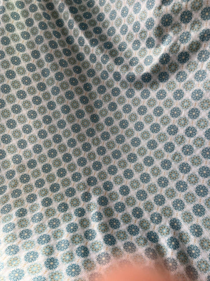 Sky Blue & Olive Medallion Cotton - Mix Dobby Print Fabric – 36" Width – For Custom Shirts & Kurtas - Poshak Fabrics
