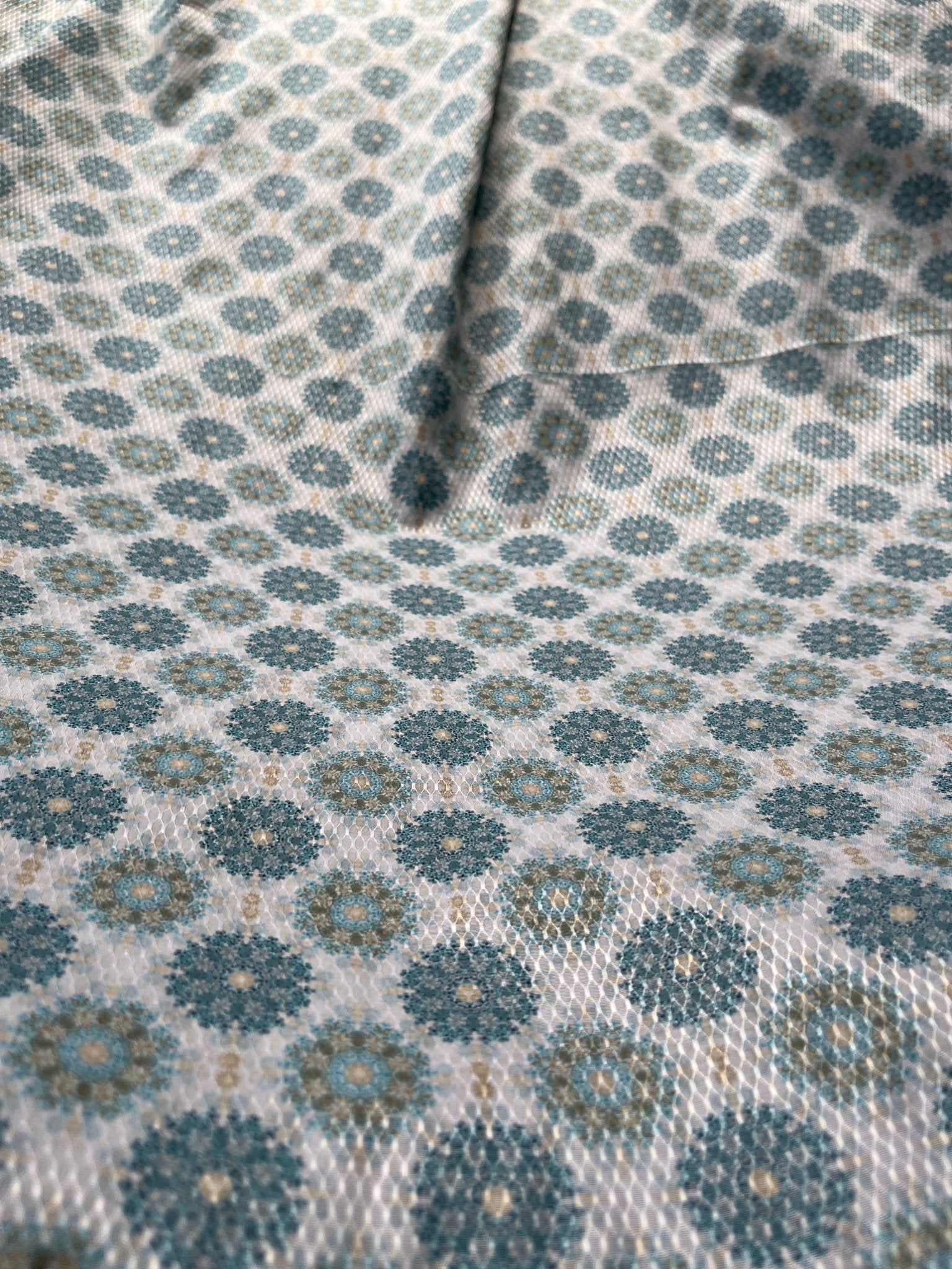 Sky Blue & Olive Medallion Cotton - Mix Dobby Print Fabric – 36" Width – For Custom Shirts & Kurtas - Poshak Fabrics