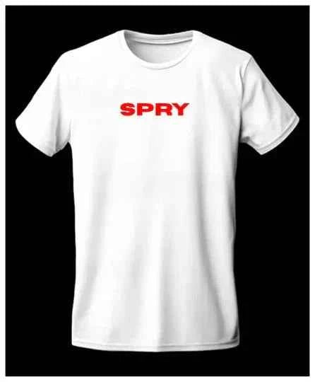 SPRY by Poshak Men’s White Oversize T-Shirt – Bold Logo, 180/220/240 GSM DTF Printed