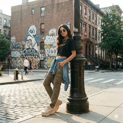 SPRY by Poshak Women’s Black Crop Top – Bold Logo, 180 GSM DTF Printed