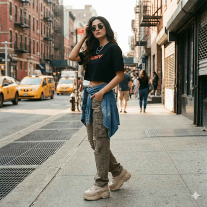 SPRY by Poshak Women’s Black Crop Top – Bold Logo, 180 GSM DTF Printed