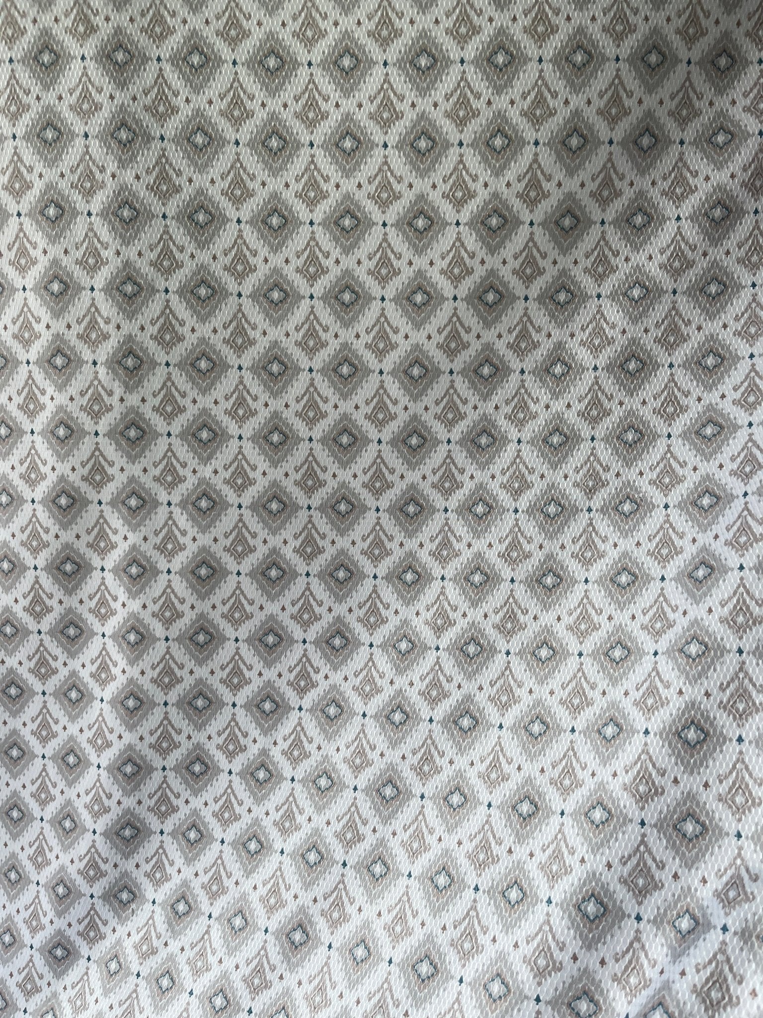 Teal Crest Weave - White dobby print - Poshak Fabrics