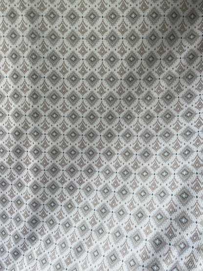 Teal Crest Weave - White dobby print - Poshak Fabrics