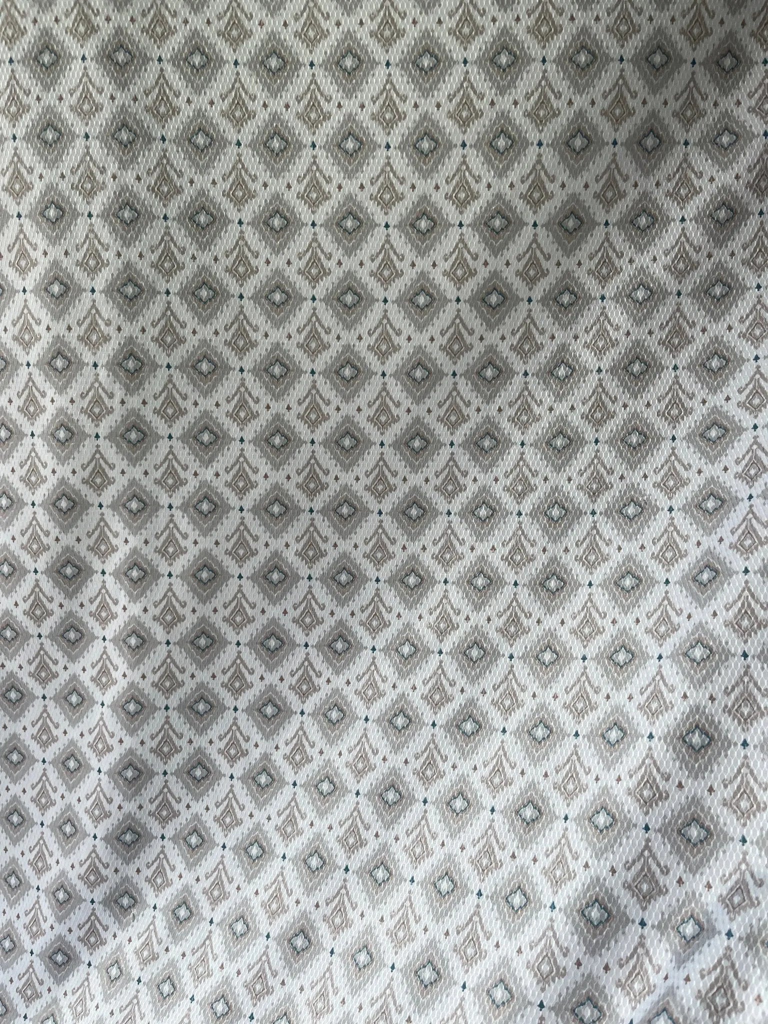 Teal Crest Weave - White dobby print - Poshak Fabrics