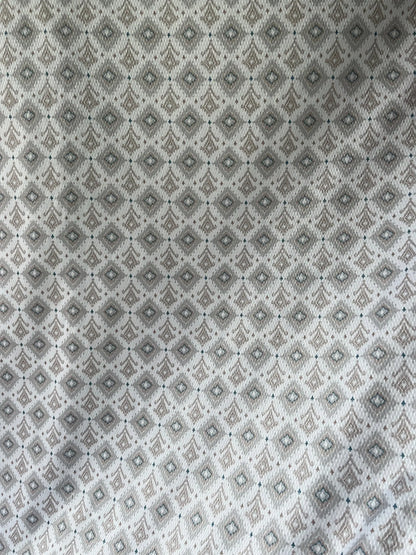 Teal Crest Weave - White dobby print - Poshak Fabrics