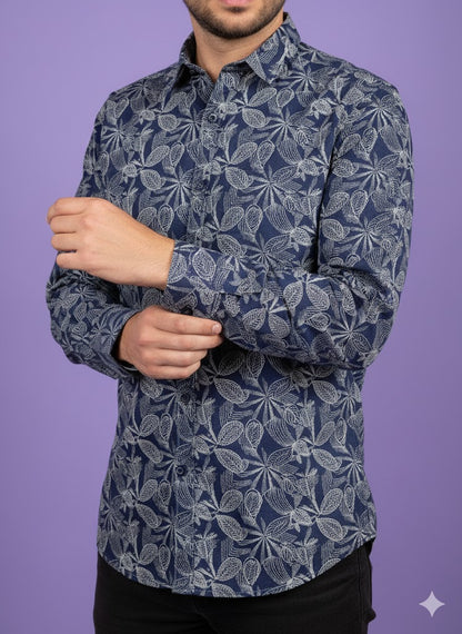 Mohan Premium Lusture Venture Cotton Mix Printed Shirting Fabric – Navy Patterns Collection (36" Width)