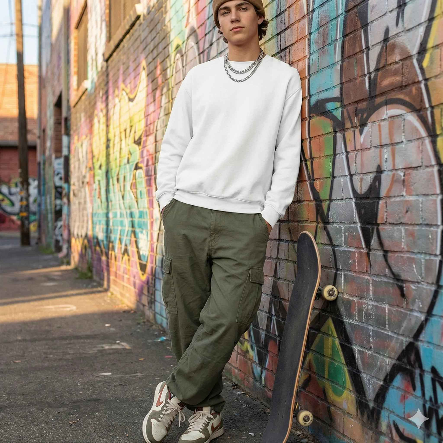 Plains - SPRY by Poshak Men’s White Heavyweight Sweatshirt – 450 GSM DTF-Ready Minimal Essential