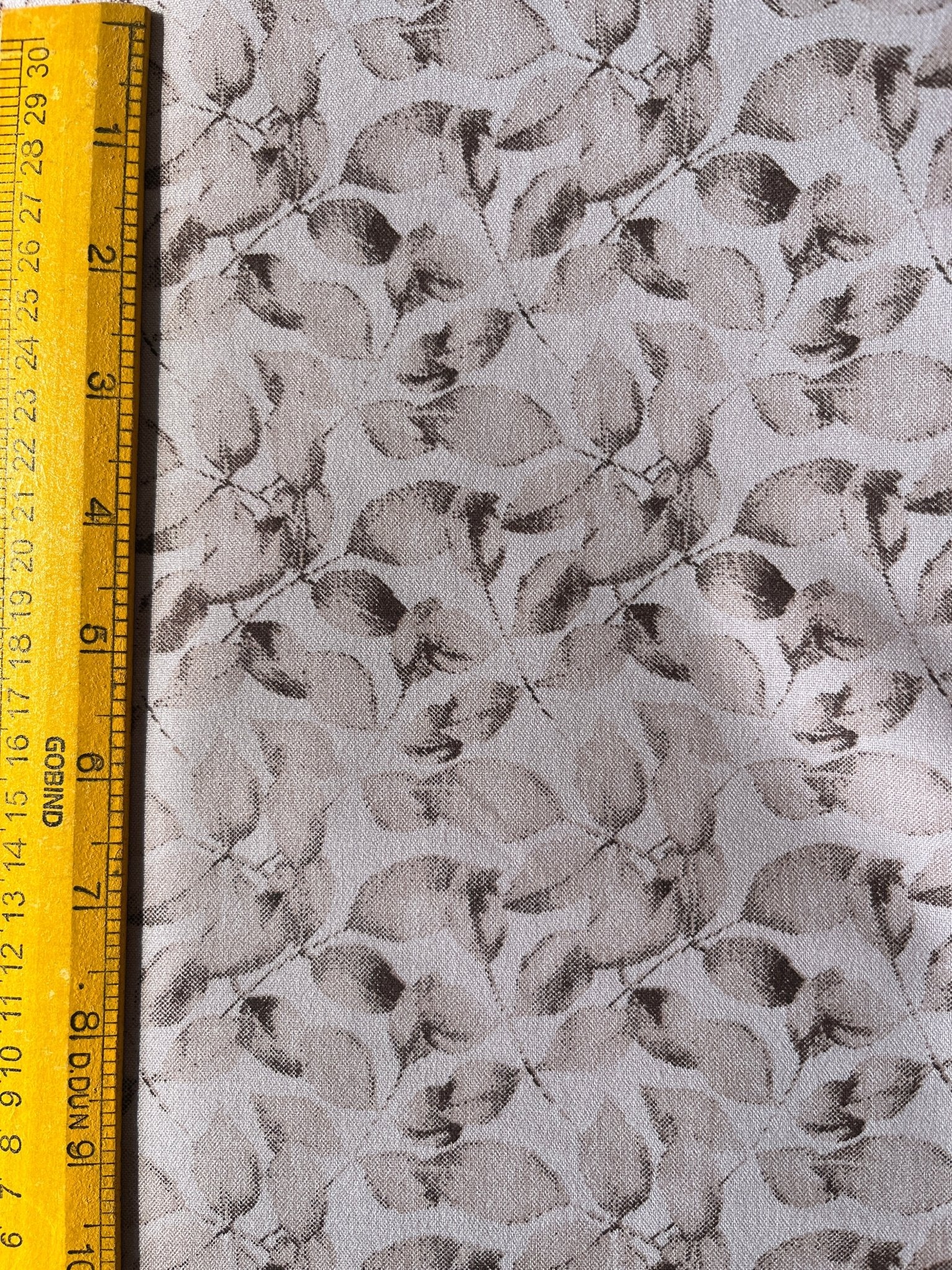 Warm Beige Leaf Print Cotton - Mix Fabric – 36" Width – Premium Soft Finish - Poshak Fabrics